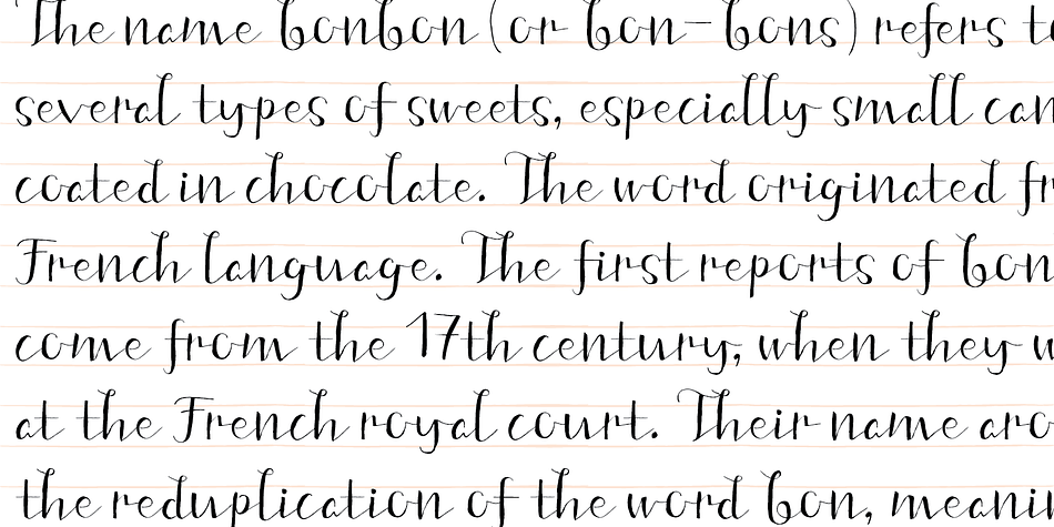 Displaying the beauty and characteristics of the Fine New Bonbons font family.