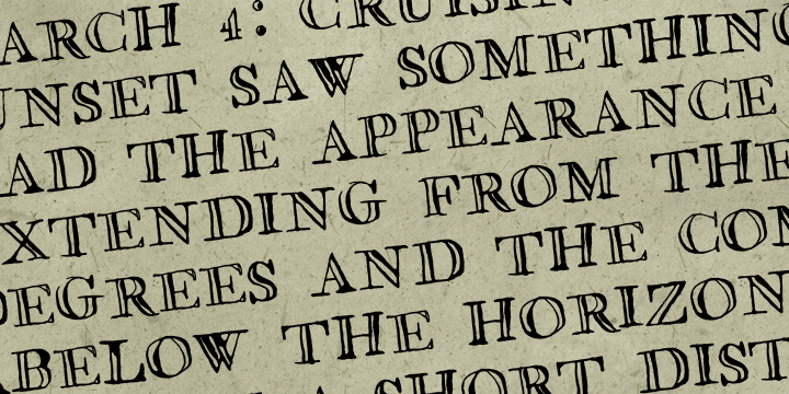 In addition to a set of 26 upper case letters, the font includes a variety of period graphics, interlocking decorative borders, numerals, punctuation, currency figures and multi-lingual support.