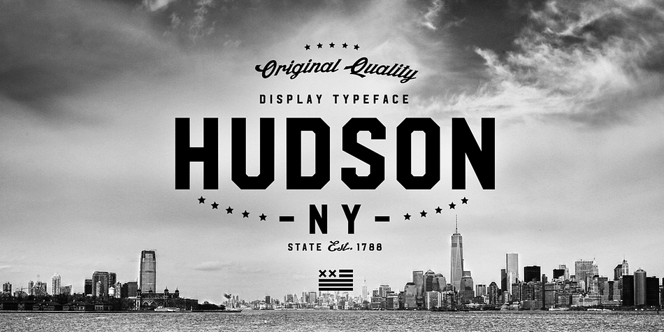 Hudson NY is a display font that gives you strong and bold typography with three different styles that make up the family: a regular, serif and slab serif.