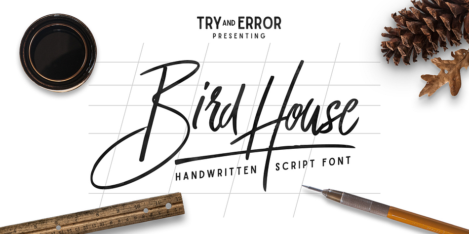 Bird House Script is a handwritten font designed using markers.
