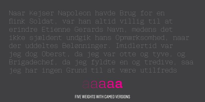 The desire for keeping a comfortable readability in User was one of the key elements, therefore we designed several ligatures that fit both single and double space width, allowing to maintain a certain idea of proportional design.