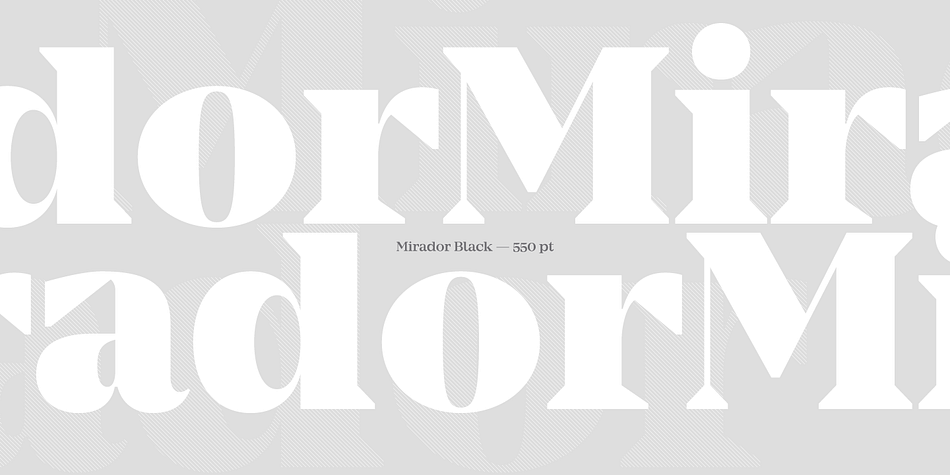 Although Mirador seems to be a display font at first glance, its proportions and design reveal a powerful and characteristic workhorse when set in smaller sizes.