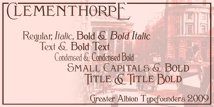 Clementhorpe is inspired by the lettering on an early 20th century enamel advertisement-for chocolate.