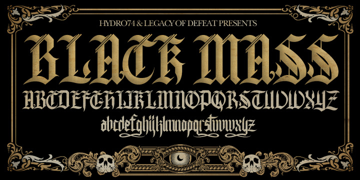 Displaying the beauty and characteristics of the Black Mass font family.