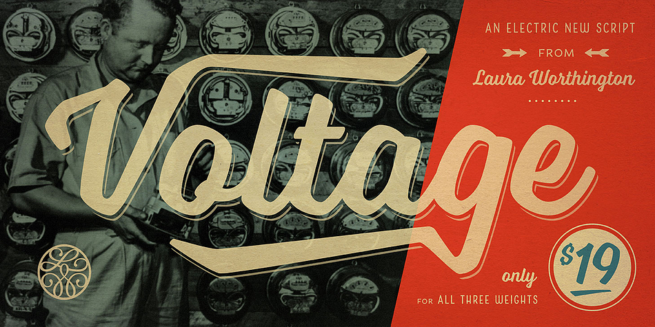 Voltage, created by award-winning typeface and lettering designer Laura Worthington, is an unexpected and energetic standout in the world of script fonts, breaking free from formal classifications while retaining the degree of personality we treasure in hand lettering.