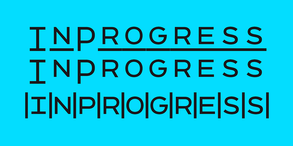 InProgress is a playful multi-spaced sans-serif typeface that can turn typesetting into gridmaking.