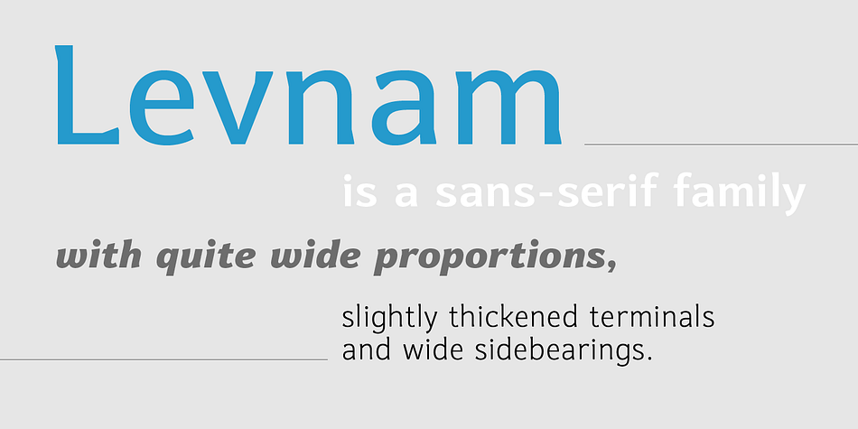 Displaying the beauty and characteristics of the Levnam font family.