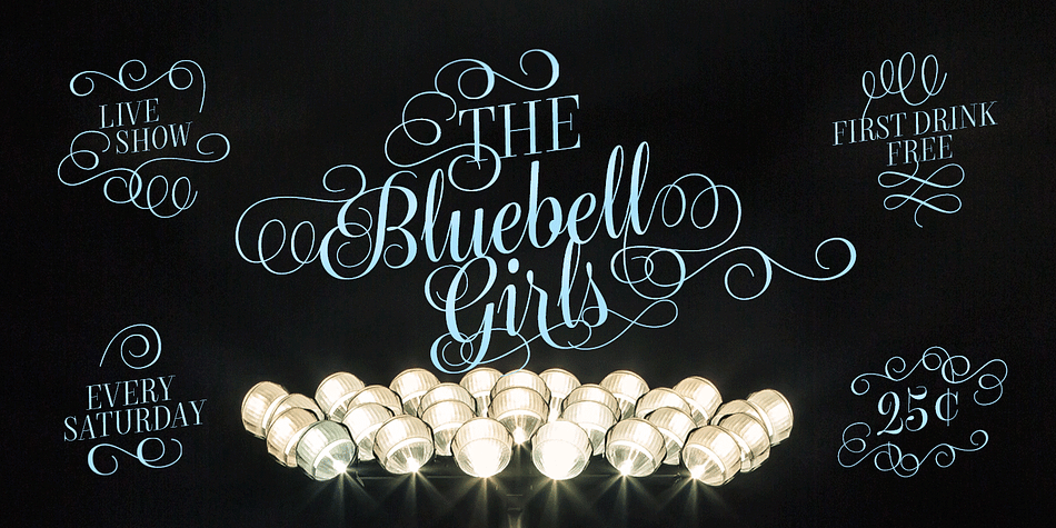 Bluebell is a modern script type family in the style of copperplate calligraphy.