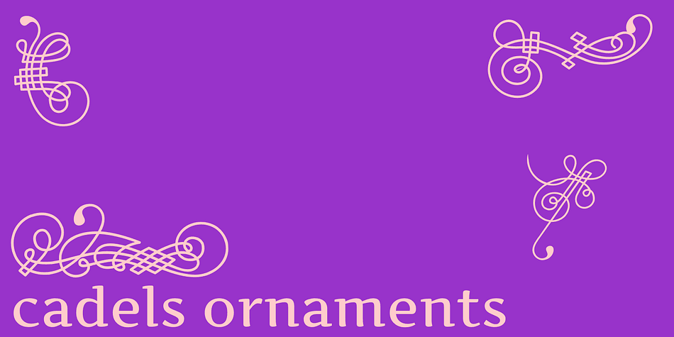 Displaying the beauty and characteristics of the Cadels Ornaments font family.