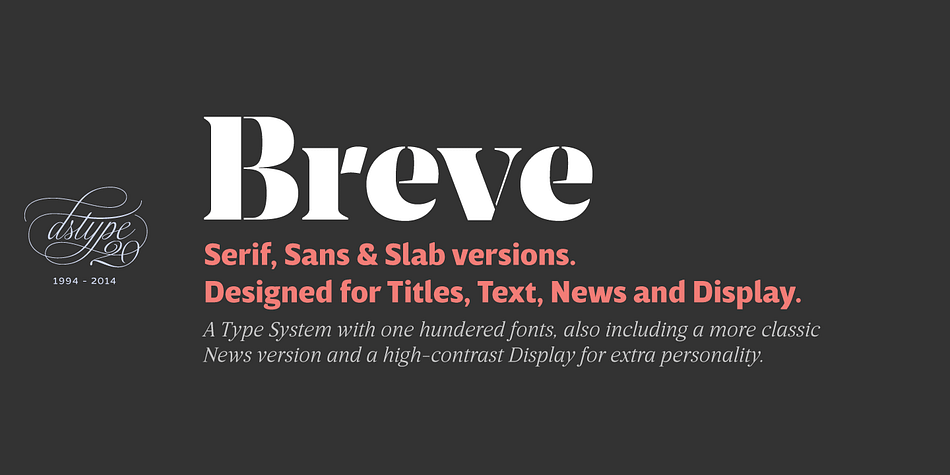 Displaying the beauty and characteristics of the Breve Text font family.