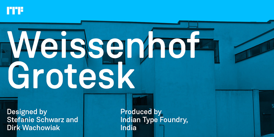 Weissenhof Grotesk is a constructed geometric sans serif from Stefanie Schwarz and Dirk Wachowiak – two designers from Stuttgart, where the Weissenhofsiedlung, or Weissenhof Estate, was built in 1927.