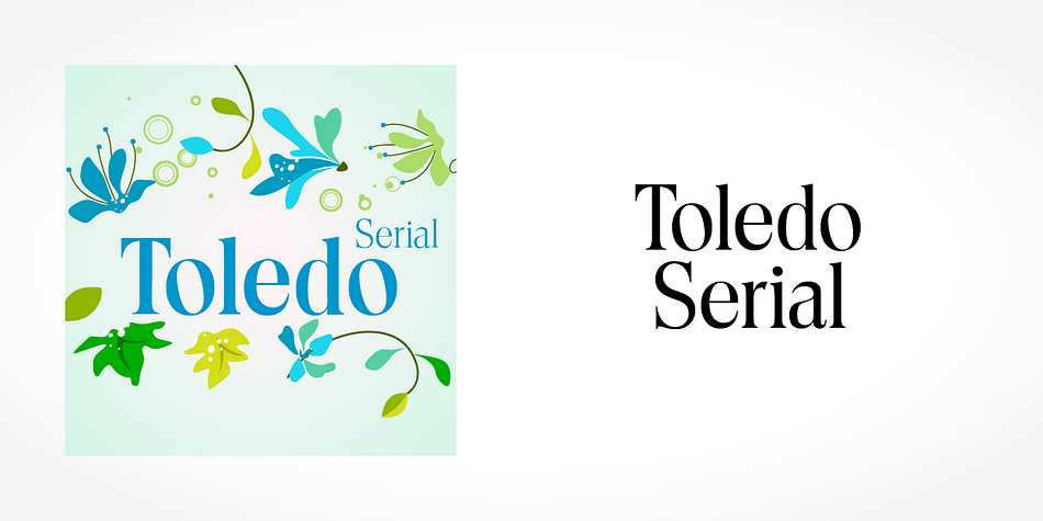 Displaying the beauty and characteristics of the Toledo Serial font family.