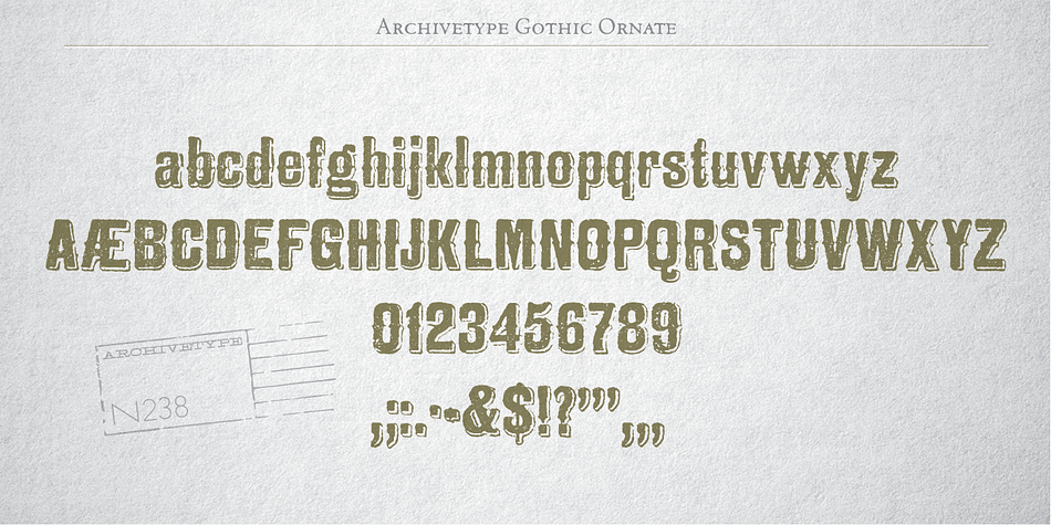 Upper case letters, lower case letters, numerals and basic punctuation.