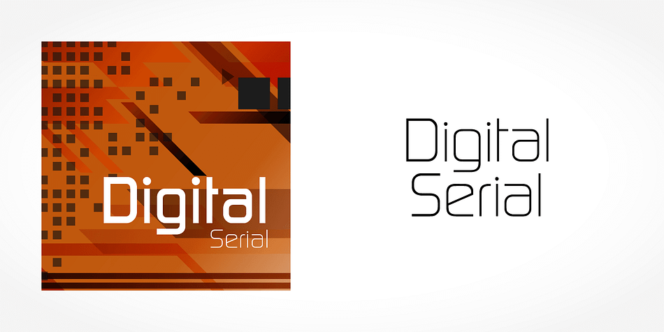 Displaying the beauty and characteristics of the Digital Serial font family.
