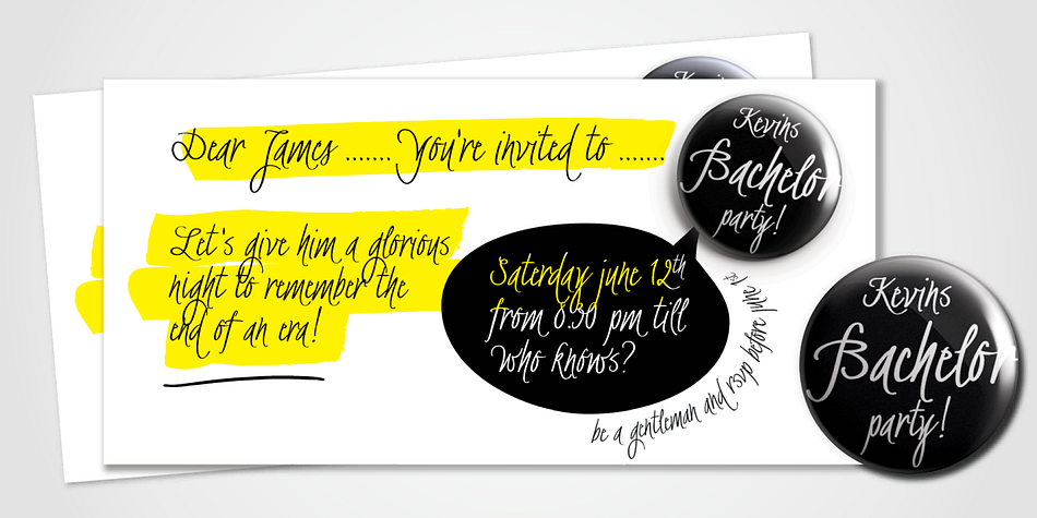 BachelorScript font family example.