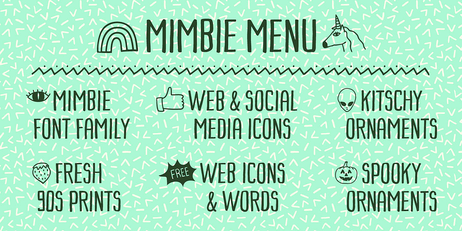 Displaying the beauty and characteristics of the Mimbie font family.