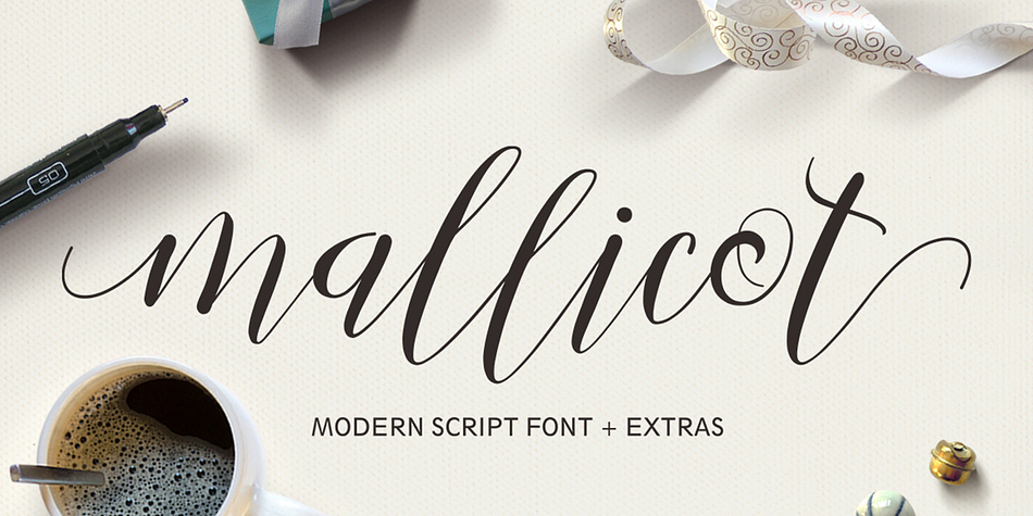 Mallicot Script + Extras is a modern calligraphy font.