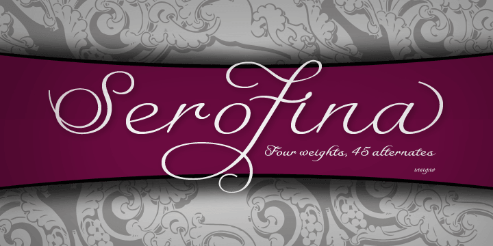 Serofina is an adaptable and fluid connected script with plenty of alternate flourish options.