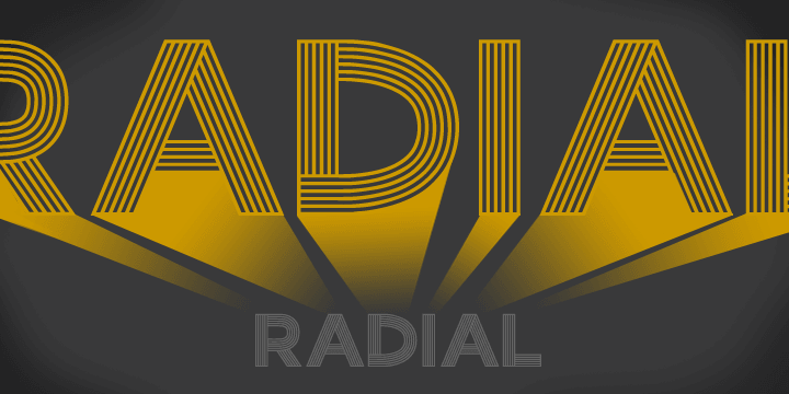 Radial is a multi-line retro sans-serif font that is reminiscent of fonts from the 70s / disco era.