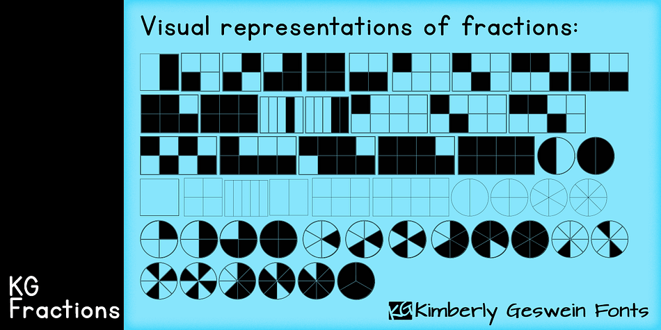 Displaying the beauty and characteristics of the KG Fractions font family.