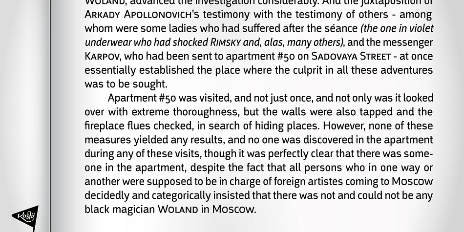 Argumentum font family example.