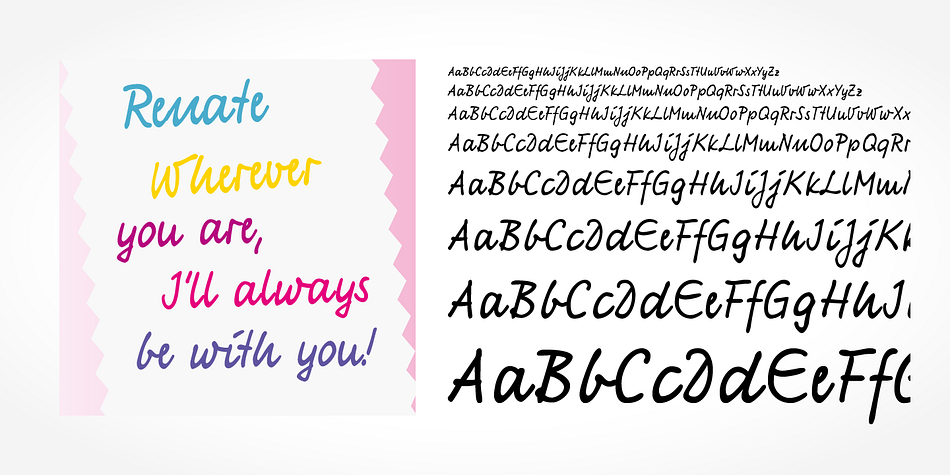 Renate Handwriting Pro is a beautiful typeface that mimics true handwriting closely.