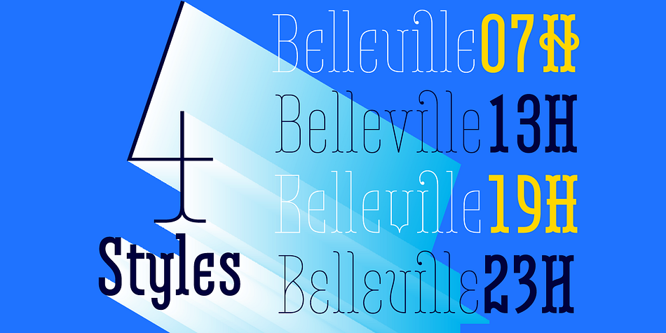 Belleville font family sample image.