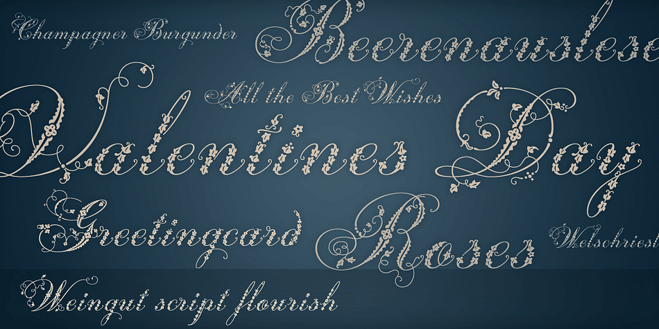 Weingut Script Flourish is a decorative display font with high contrasts, perfectly drawn to the tiniest details.