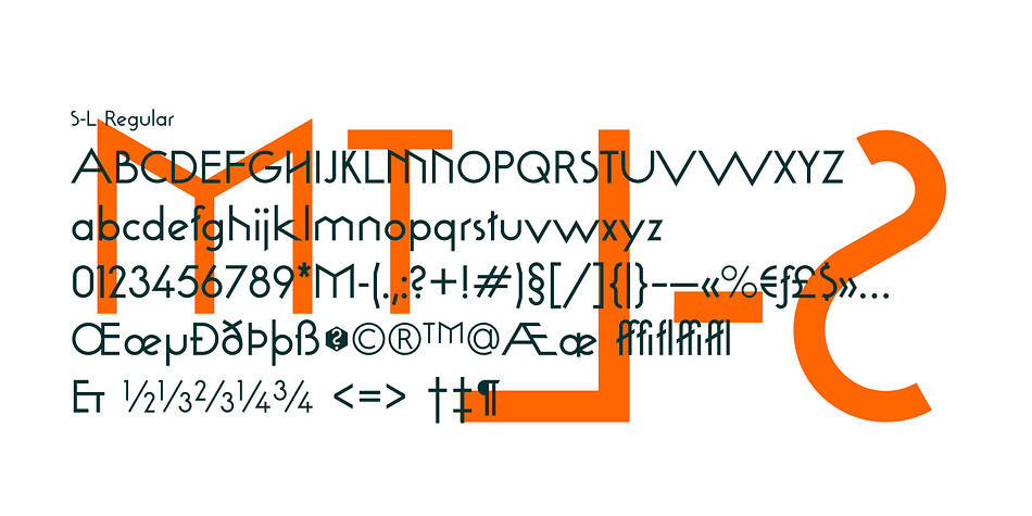 Reminiscent of Futura, its geometrical drawing is based on the directions of the hexagon, a scrupulously followed constraint which confers on some glyphs a very particular drawing.