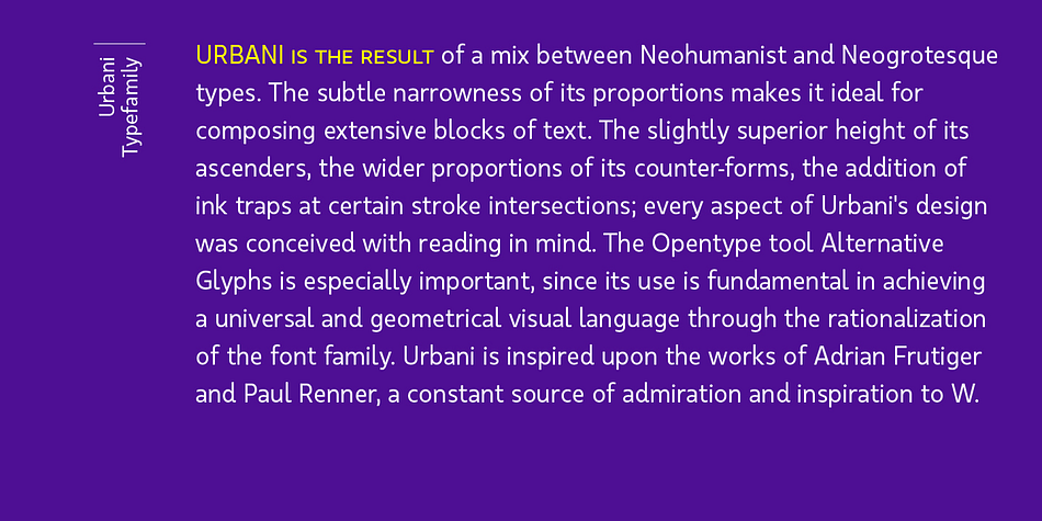 The Opentype tool Alternative Glyphs is especially important, since its use is fundamental in achieving a universal and geometrical visual language through the rationalization of the font family.