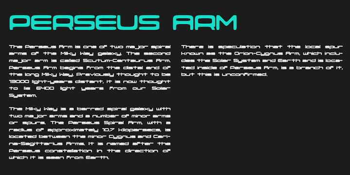 Emphasizing the popular Perseus Arm font family.
