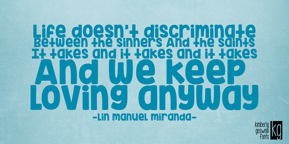 KG Inimitable Original font family sample image.