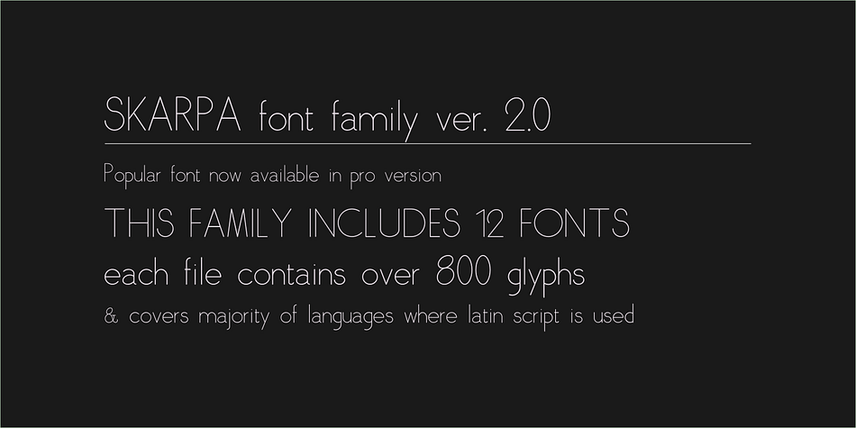 Skarpa 2.0 font family example.