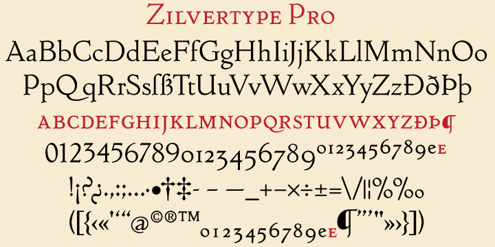 Highlighting the Zilvertype Pro font family.