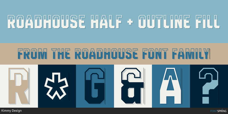 Roadhouse Half + Outline Fill Font