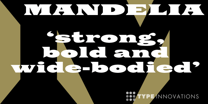 Mandelia is a strong, bold and wide-bodied serif typeface design, reminiscent of the great African landscape with it