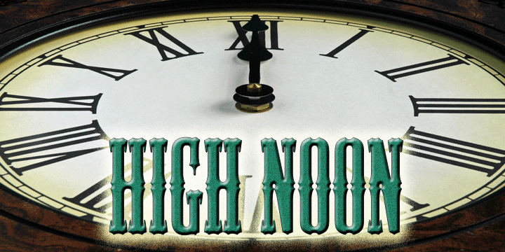 Introducing High Noon; this very old font originally known as Antique Tuscan dates back into the 1800s and was available only as an uppercase font.
