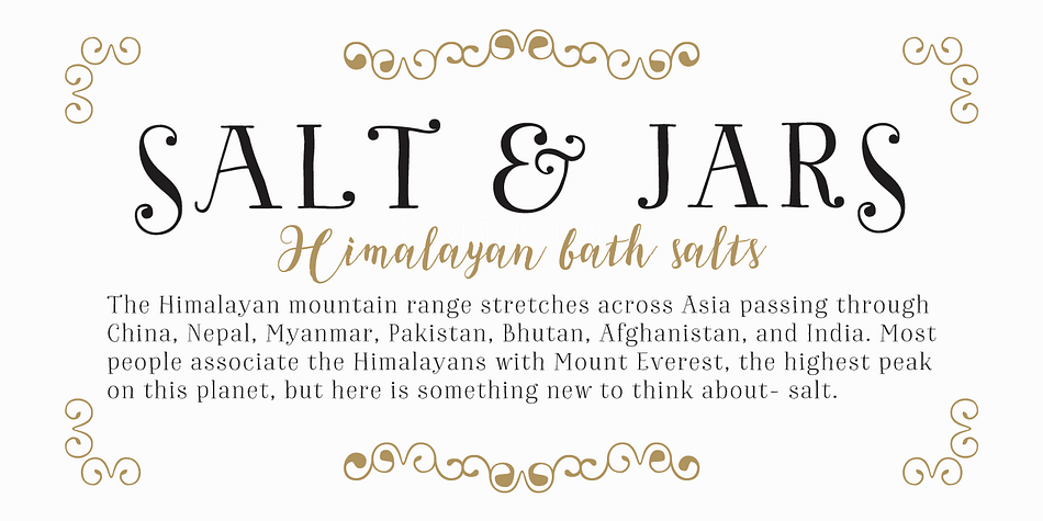 Bach comes in two styles: a 6-weight Serif font in regular and italic versions, and a 2-weight Script in regular and bold versions.