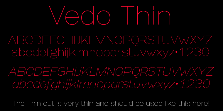 Emphasizing the popular Vedo font family.