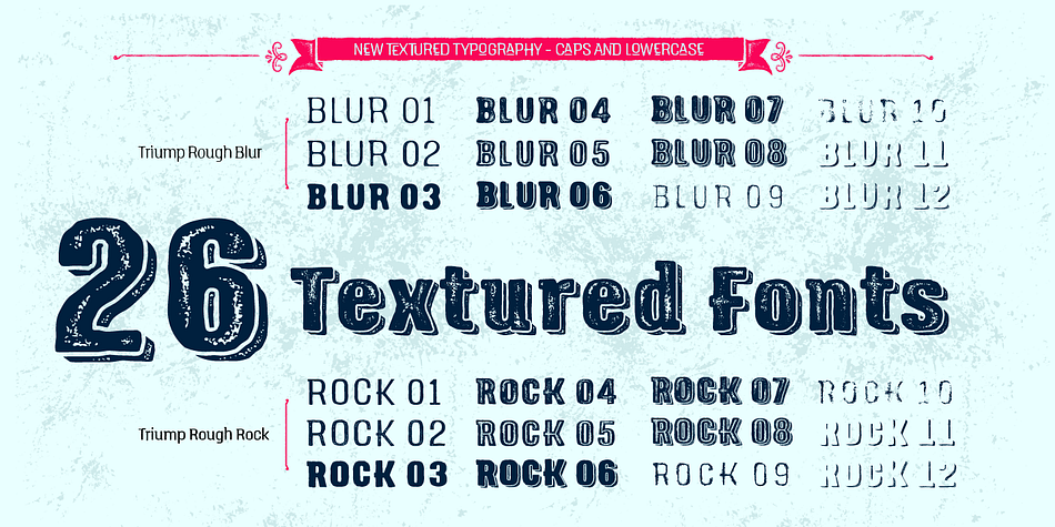 Emphasizing the popular Triump Rough font family.