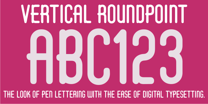 Vertical Roundpoint JNL is one of a number of classic hand-lettered typefaces found in a 1941 edition of the SpeedballÃ‚Â® Lettering Pen instruction book and re-drawn digitally by Jeff Levine.
