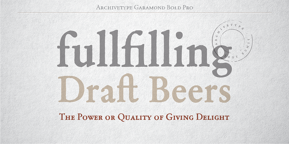 Archive Garamond Pro font family example.