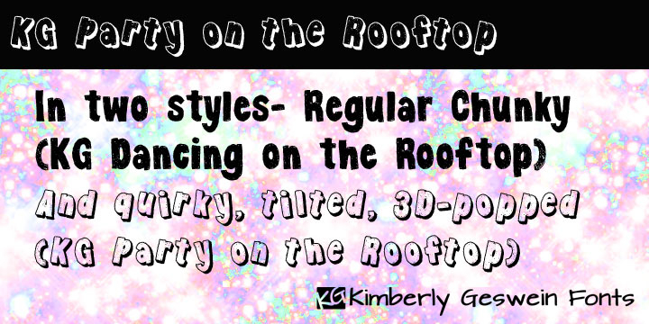Displaying the beauty and characteristics of the KG Rooftop font family.