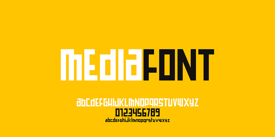 Mediafont is a squarish constructivist titling font for poster, branding…
.