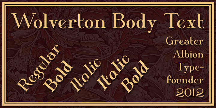 Displaying the beauty and characteristics of the Wolverton font family.