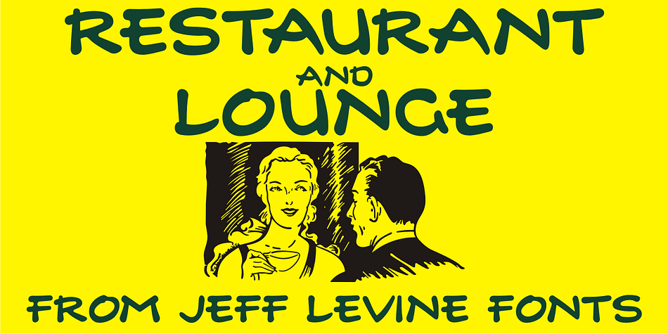 Restaurant and Lounge is a casual, brush-style type face based on hand lettering found on a 1940s matchbook for the Park Avenue Restaurant (a popular dining spot during the golden years of Miami Beach).