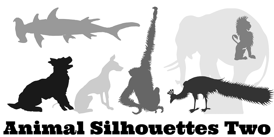 Displaying the beauty and characteristics of the Animal Silhouettes font family.