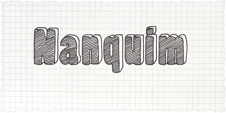 Nanquim glyphs were hand drawn with pen and India ink on film.