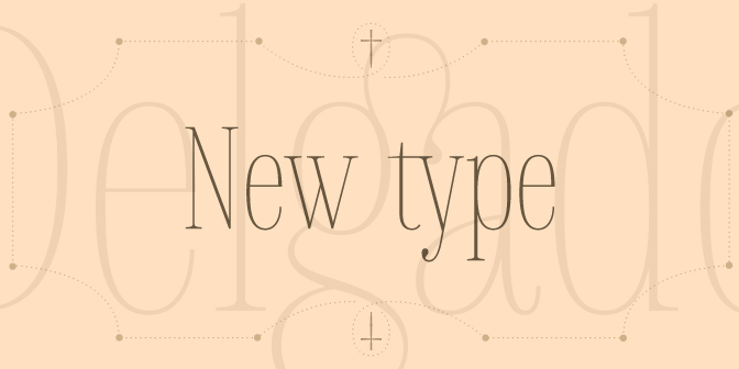 Delgado is narrow elegant serif font with drops.