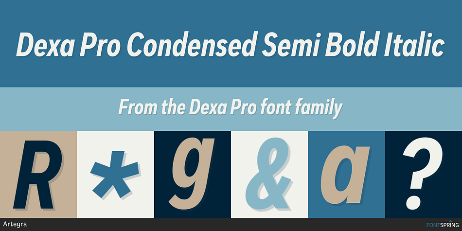 Dexa Pro Condensed Semi Bold Italic Font